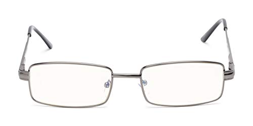 Readers.com Reading Glasses: The Dash Computer Reader Reader, Metal Rectangle Style for Men and Women - Gunmetal, 1.50