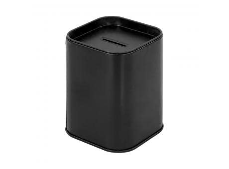 Makio Children's MONEY_BANK in Bright Colors, Original Tin with Lid (Black, 7.5 x 10.5 x 7.5 cm, Metal)