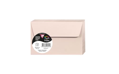 Clairefontaine 5341C Pack of 20 Self-Adhesive Envelopes Format 9x14cm 120gsm Opaline Colour Invitation Events & Correspondence Pollen Range Premium Paper
