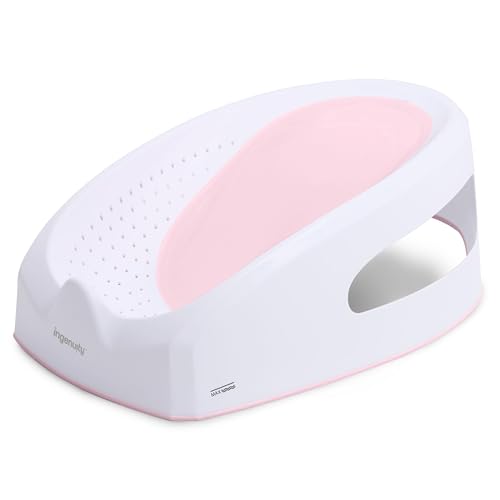 Ingenuity, Easy Rinse Badender, Rutschfeste Badehilfe für Neugeborene von 0 bis 6 Monaten, rosa