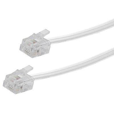 15' Feet Telephone Extension Cord Cable Line Wire, White RJ-11 by True Decor
