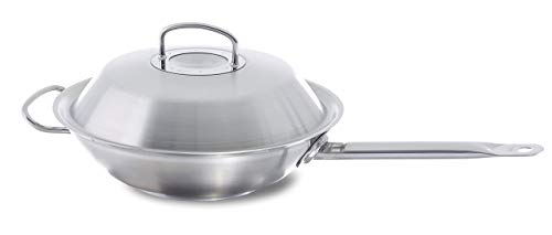 Fissler FISS-08483330000 Original Profi Wok with Long Handle and Domed Lid, 12