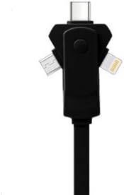 3-in-1 Lightning, USB-C, and Micro USB Charging Cable (Black) by SwivelCord
