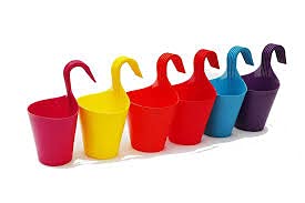 Jai Kisan Plastic Hanging Planter for Flower Pots, Multicolour, LxB - 29 x 22 cm, 10 Pieces