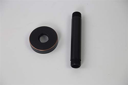 Weirun Bathroom 1/2 NPT Brass 4-Inch Round Straight Shower Arm for Fixed Shower Head with Flange Ceiling Mount,Oil Rubbed Bronze - Thumbnail 3