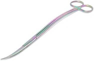 Professional Aquascaping Wave Scissors Stainless Steel Aquarium Tools, 10" Protective Rainbow Coating