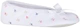 ISOTONER Women's Embroidered Terry Ballerina Slipper, White, X-Large