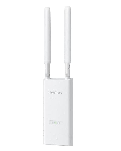 BrosTrend AC1200 Point d'accès WiFi Extérieur PoE Port Gigabit, Longue Portée Borne WiFi Extérieur Puissant, Outdoor IP65 AP Wi-Fi, 2*5dBi Antenne Double Bande 5GHz + 2.4GHz, avec Injecteur PoE Passif