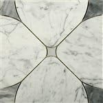 Soho Mosaic Jet Blossom Statuario &amp; Light Bardiglio - 12" x 12"