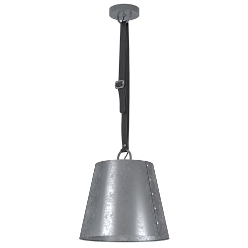 EGLO Pendelleuchte Chertsey, 1 flammige Hängelampe Vintage, Industrial, Retro, Hängeleuchte aus Stahl und Leder in Schwarz, Verzinkt, Esstischlampe, Wohnzimmerlampe hängend mit E27 Fassung