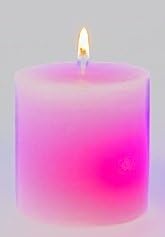 Shimmering White Color Changing 3" x 4" Real Flame Wax Pillar Candle Vanilla Scented Silky Pearlized Textured Surface REAL FLAME Candles Great Valentines Day Gift