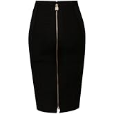 Oigunle Women's High Waist Elastic Slim Fit Bandage Skirt Solid Color Knee Length Bodycon Pencil Skirt Office Midi Skirt