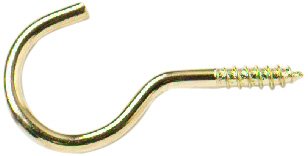 Merriway® BH00162 50mm/ 2-inch Unshouldered Electro Brassed Cup Hooks (Pack of 20)