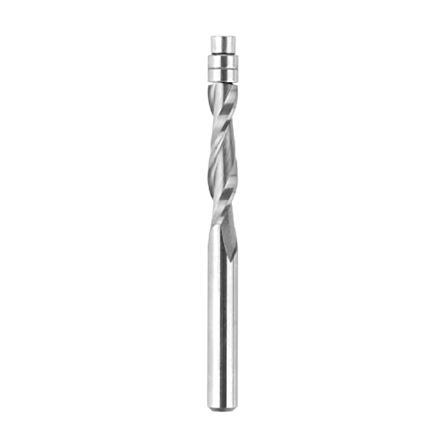 SpeTool 1/4″ (6.35 mm) Spiral Up-Cut Flush Trim Router Bit, 1/4″ Shank Bottom Bearing 28 mm Cut Length Solid Carbide Cutter — Perfect for flush trimming in pattern or template work