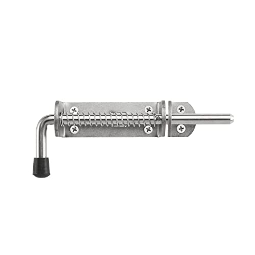 Photo 1 of JQK Spring Loaded Sliding Bolt Latch, Heavy Duty 304 Stainless Steel Thickened 4mm Door Lock Barrel Bolt, 8.6 Inch Brushed Finished, HSB500
