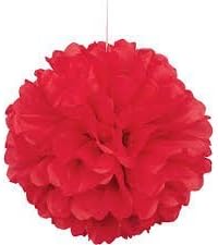 Tissue Paper Pom Poms, 10" Hanging Flower Decorations for Wedding Shower Birthday Party Nursery, Set of 8, -JennyPenny (red)