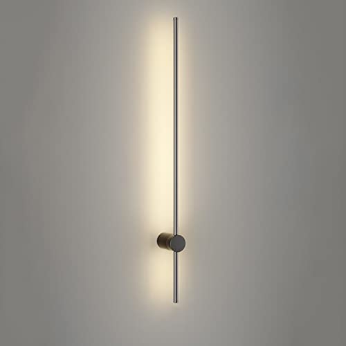 Sunsign iluminación for Pared de tira larga de luz de pared lineal LED moderna, Diseño creativo giratorio Fondo de la sala de estar Dormitorio Cabecera de cama lámpara de pared interior, 100cm-negro