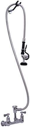 AA Faucet AA-987G 8" Wall Mount Heavy Duty Pre-Rinse No Lead Faucet with Vacuum Breaker and 72" Hose Spray Hook NSF Approved