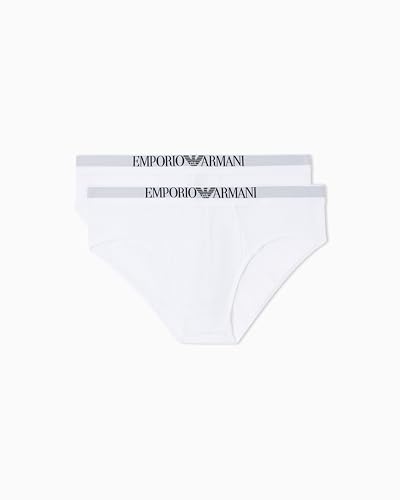 Emporio Armani Man's Soft Touch Bamboo Viscose 2-Pack Brief, White, L, weiß/weiß, L