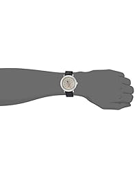 Bulova Acero Inoxidable y vestido de piel reloj de cuarzo de los hombres, color: negro (Modelo: 96 A164)