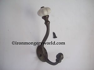 Ironmongery World Old Vintage Ceramic Cast Iron Victorian Style Decorative Hat & Coat Hook -3055s - AI