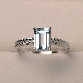 1.48 Carat Emerald Cut Aquqmarine 950 Solid Platinum Hallmarked Fine Jewelry Ring Size P O L K M