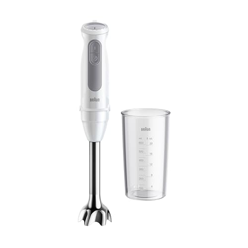 Braun Stabmixer MultiQuick 5 MQ 50001 M, 1000W, 21 Geschwindigkeitsstufen+Turbo, Edelstahl Pürierfuß, Easy Click System, SplashControl, Inkl. 600ml Be