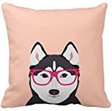 Husky With Glasses Dog With Hipster Glasses Pillow Case