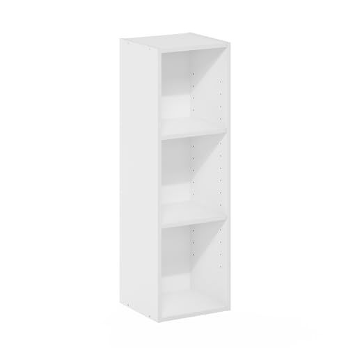 Furinno Fulda 3 Tier Space Saving Bookcase 25cm Wide White