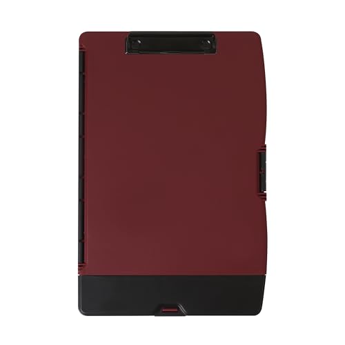 Dexas Folio Clipcase Professional Storage Clipboard with Pen Storage Compartment, 9.75x14.75, A4, Merlot Ideal for Teachers, Nurses, Coaches, Students, Trades, Homeschooling