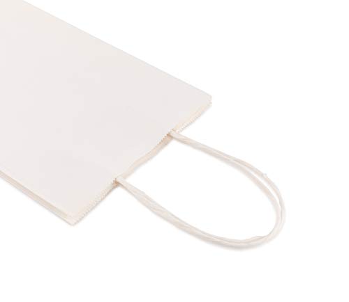 Wine Bags, White Paper Bags, for Wine Spirits 5.25" x 3.25" x 13" Gift Bags, White Kraft Bags (25)
