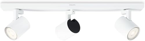 Philips myLiving Runner 3-er LED Spots (9 W), dimmbare Deckenspots mit warmweißem Licht und drei schwenkbaren Spotköpfen, energiesparende Raumbeleuchtung, weiß