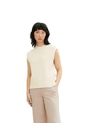 TOM TAILOR Damen Pullunder mit Rollkragen 1033540, 28130 - Soft Buttercream, XXL
