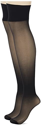 CHARNOS Damen 15 Denier Stockings Halterlose Strümpfe, 15 DEN, Schwarz (Schwarz 100), S (2er Pack)