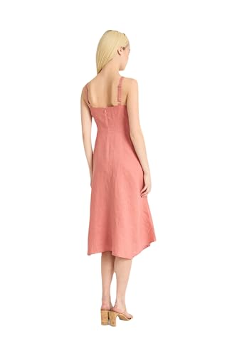 LUXELY FOR MAGGY LONDON WOMEN’S DRESSES WOMEN’S LINEN-BLEND SQUARE NECK MIDI DRESS – TAILORED A-LINE SILHOUETTE WITH SEMI-SHEER HEMLINE – SUMMER ESSENTIAL, CANYON ROSE, 6