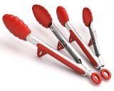 Stainless Steel and Silicone Kitchen Tongs and Cooking Utensils with Built-in Stand, Set of 2 (9 Inch and 12 Inch)
