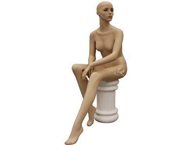 (MD-9020) ROXYDISPLAYTM Female Mannequin, with Make up. Sitting Posture. Sitting onwhite Rome Stool.