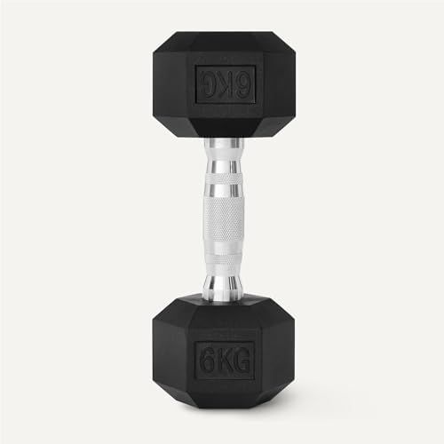 manubri esagonali set con rivestimento in gomma, 6 kg, Nero