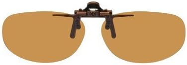 Polarized Bronze Metal Clip On Flip Up Brown Sunglass Lenses, Lo Oval, 55mm Wide X 35mm High, 120mm Wide with Bridge by Opsales