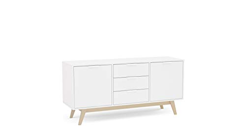 Polifurniture Shard Modern White/Oak Sideboard Cabinet,