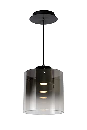 Lucide OWINO - Lampadario a sospensione in alluminio, 5 W, colore: Grigio fumo/Nero