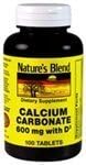 Nature's Blend Calcium Carbonate 600 mg with D3 400 IU 100 Tablets by National Vitamin Company