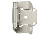 Amerock 7550-G10 Self-Closing, Partial Wrap 1/2-Inch Overlay Hinge, Satin Nickel, 2-pack