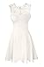Sylvestidoso Women's A-Line Sleeveless Pleated Little White Cocktail Party Dress with Floral Lace (L, Off White)
