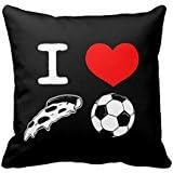 I Heart Pizza And Soccer Throw Pillow Case