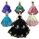 Sakiyr Doll Clothes, Doll Dresses - Quality Fashion Wedding Party Gown Outfits for Doll Xmas-Gift (6PCS-Random)