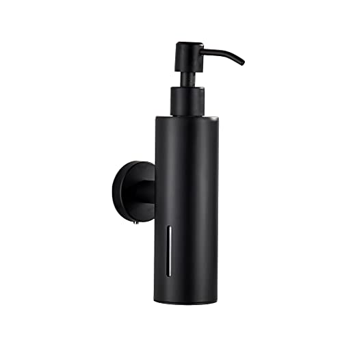 BATHSIR Black Soap Dispenser with Visual Window,200ml Large Capacity Round Hand Dish Liquid