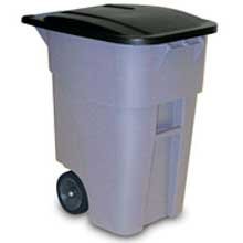 Rubbermaid Brute Rollout Large Mobile Container, 50 Gallon, Blue with Lid