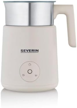 Batedor de leite por indução severin, batedor elétrico seguro para máquina de lavar louça, pote de espuma, aço inoxidável escovado/bege, sm 3589