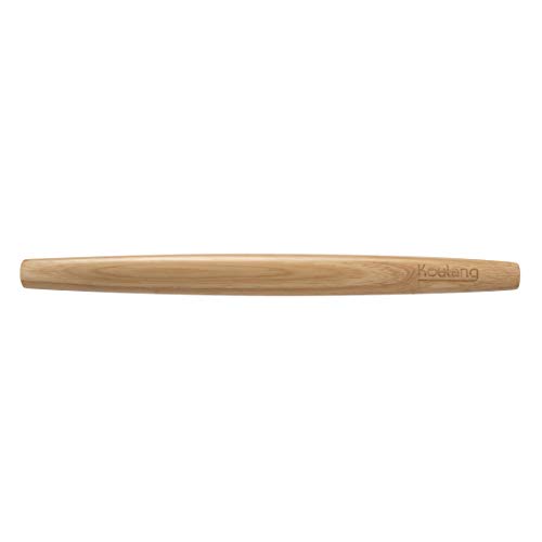 Koulang Wood French Rolling Pin - 15 Inch Rolling Pins for Baking Tapered Nonstick Pizza Dough Roller No Handles Wooden Fondant Roller with Design for Kitchen Baker Holiday Gifts